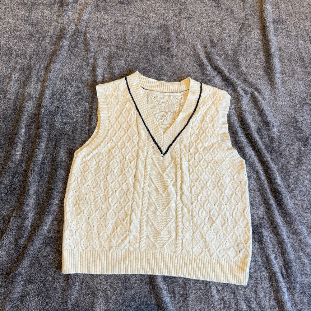 SHEIN Cream Knit Sweater Vest